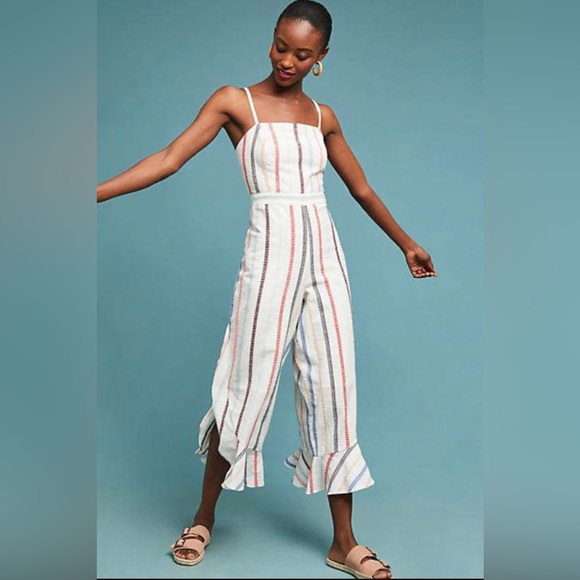 Red Carter Anthropologie Everly jumpsuit. - Picture 5 of 6